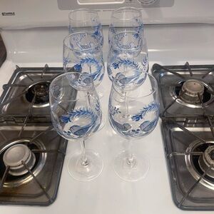 Set of 6 Pier 1 Hand Painted Wine Glasses